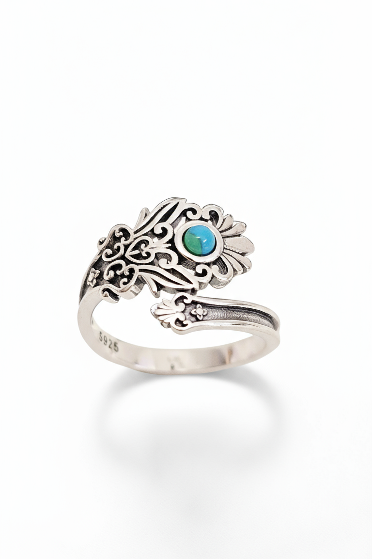 Sterling Silver Genuine Turquoise Paddle Ring