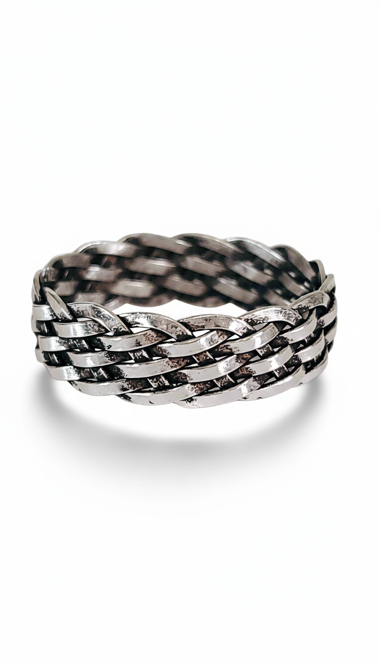 Sterling Silver Unisex Oxidized Braided Ring
