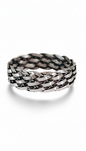 Sterling Silver Unisex Oxidized Braided Ring
