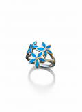 Sterling Silver Hawaiian Plumeria Blue Opal Ring - view 3