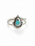 Sterling Silver Turquoise Beaded Crescent Moon Ring