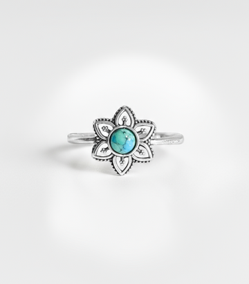 Sterling Silver 925 Turquoise Mandala Minimalist Ring