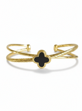 Black Flower Gold Bangle