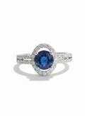 Sterling Silver Halo Sapphire Ring - view 3
