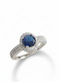 Sterling Silver Halo Sapphire Ring