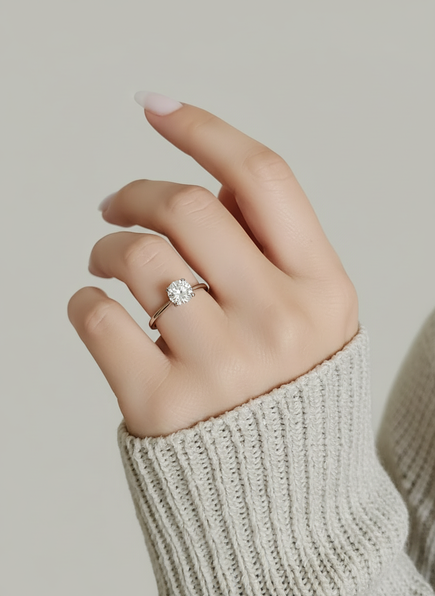 Sterling Silver 925 Round Cut Engagement Ring - view 2