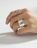 Sterling Silver Concave Hammered Silver Ring - view 2