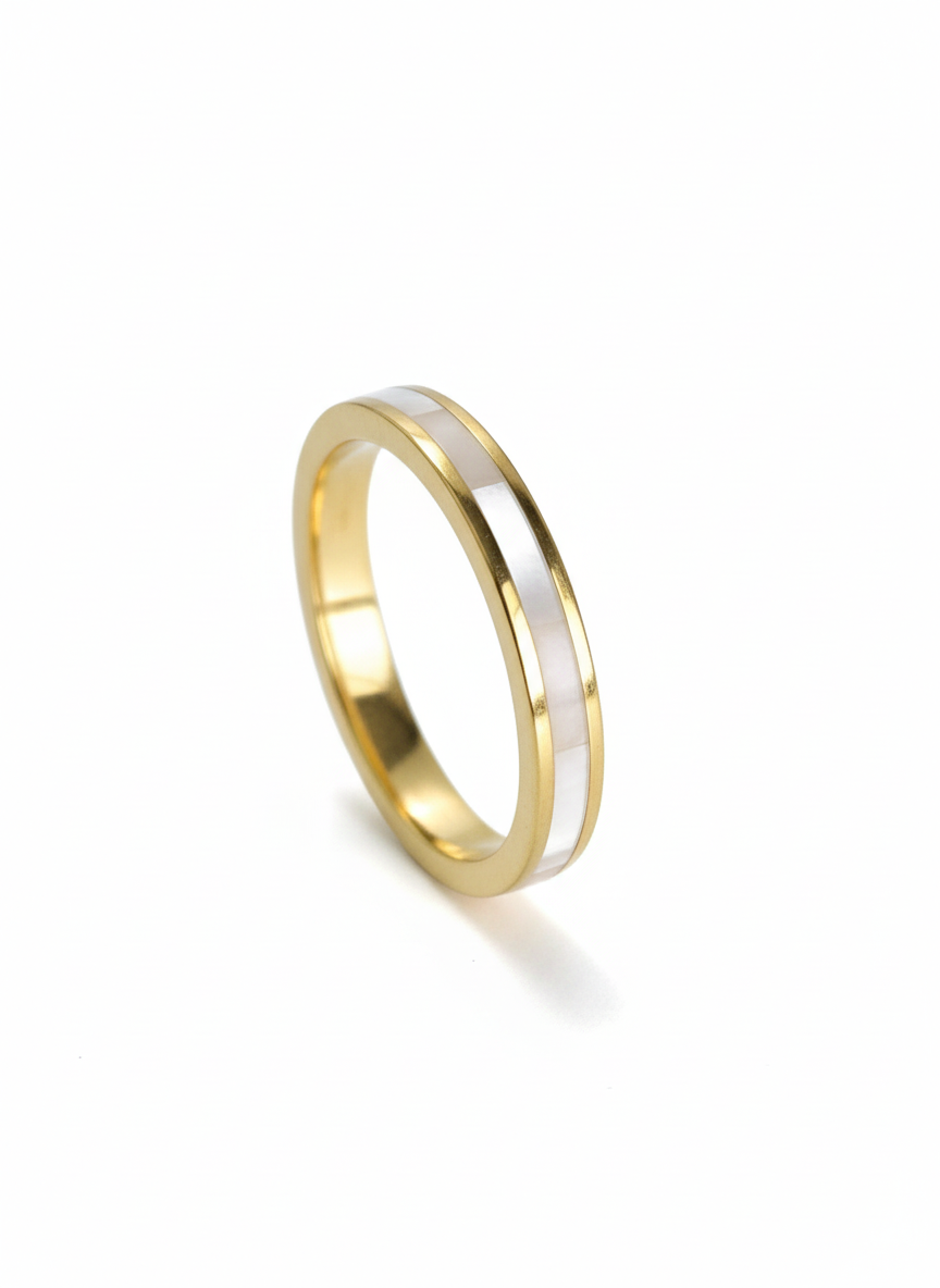 Sterling Silver Gold Plated Mother of Pearl Ring