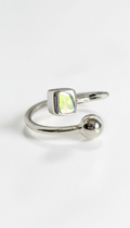 Sterling Silver Square Sphere Geometric Ring