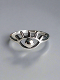 Sterling Silver Dainty Evil Eye Ring - view 3