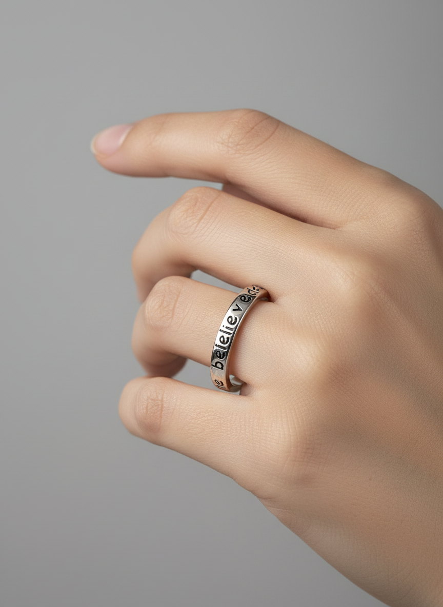 Sterling Silver "She believed she could so she did" Ring - view 2