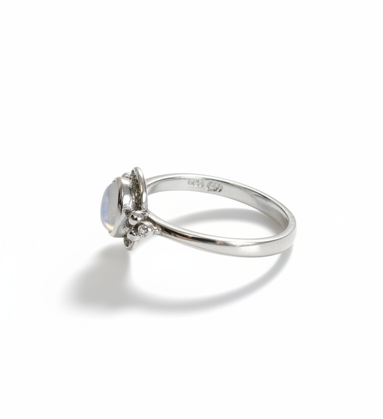 Sterling Silver Rainbow White Opal Ring - view 3