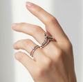 Sterling Silver Dainty Beaded Crown Ring - view 2