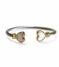Silver Mother of Pearl Heart Bangle Bracelet
