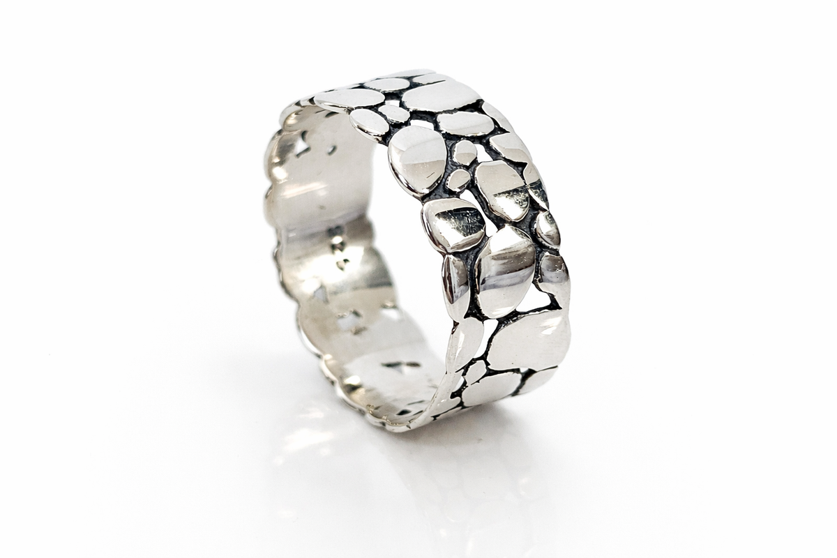 Sterling Silver Textured Unisex Ring