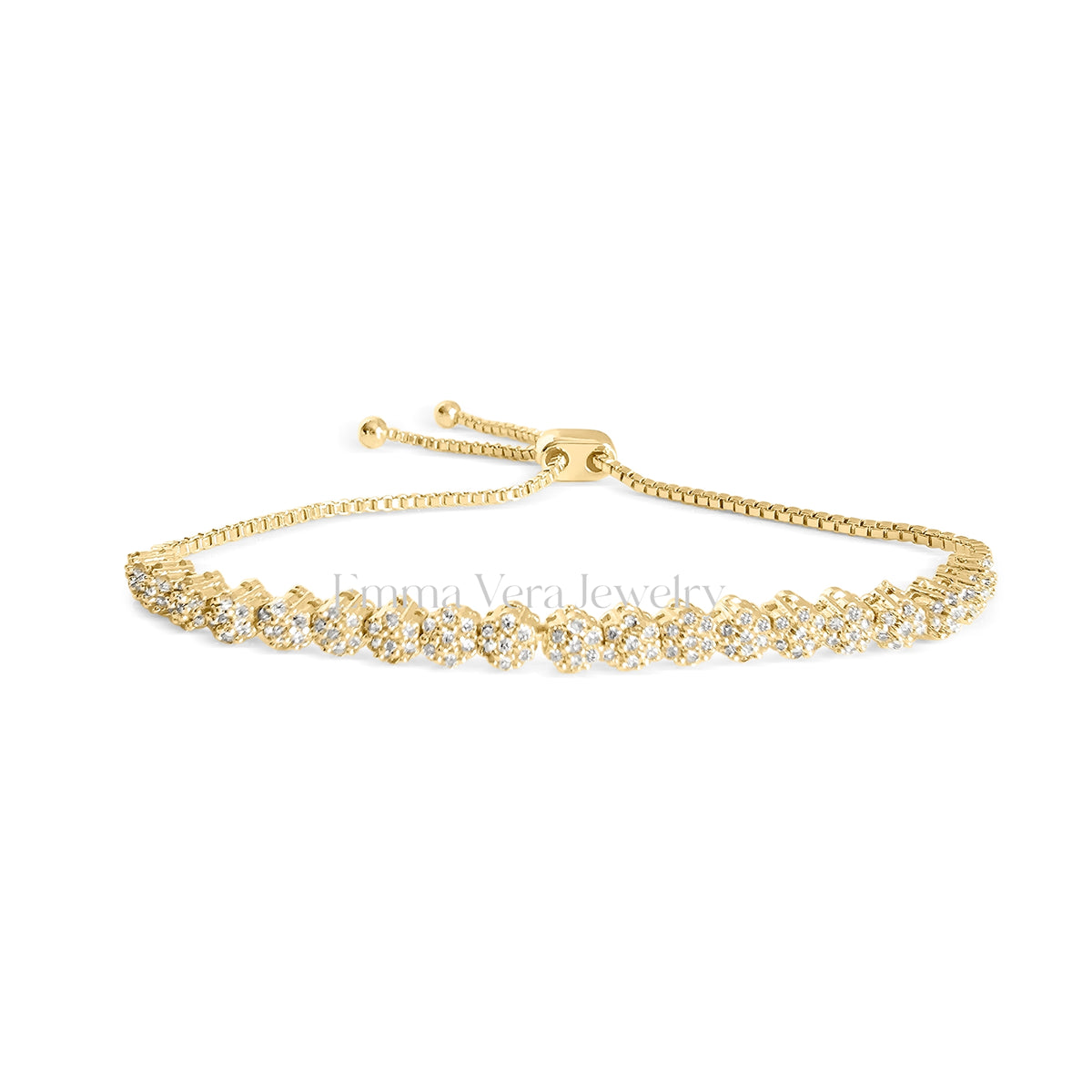 Slider Silver Gold Crystal Tennis Bracelet