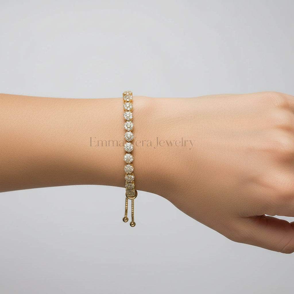 Slider Silver Gold Crystal Tennis Bracelet - view 2