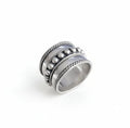 Sterling Silver Concave Beaded Bali Ring