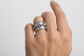 Sterling Silver Concave Beaded Bali Ring - view 2
