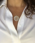 Sterling Silver 925 Large Flower Mandala Pendant Necklace - view 2