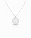 Sterling Silver 925 Large Flower Mandala Pendant Necklace