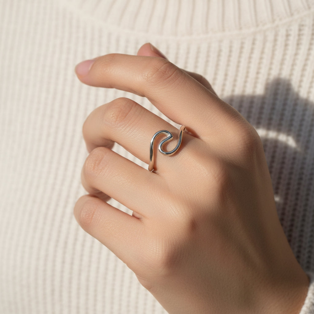 Sterling Silver Rolling Wave Ring - view 2