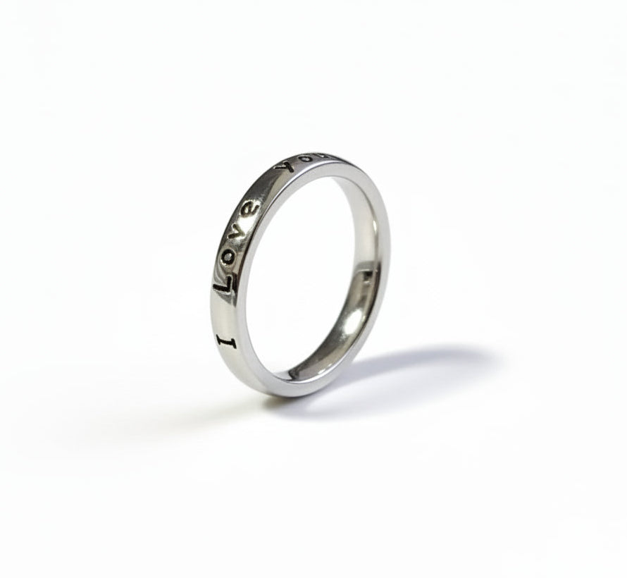Engrave "I Love You" Solid Sterling Silver Band - view 3