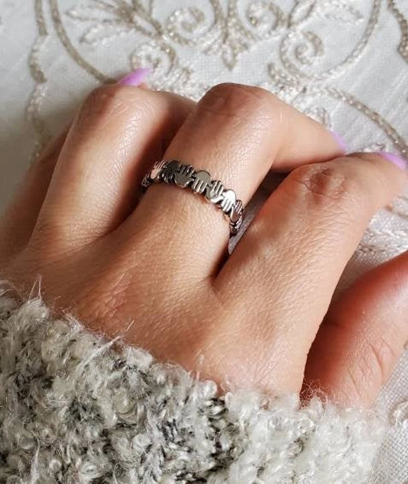 Sterling Silver Hand of Fatima Hansa Protection Amulet Ring - view 4