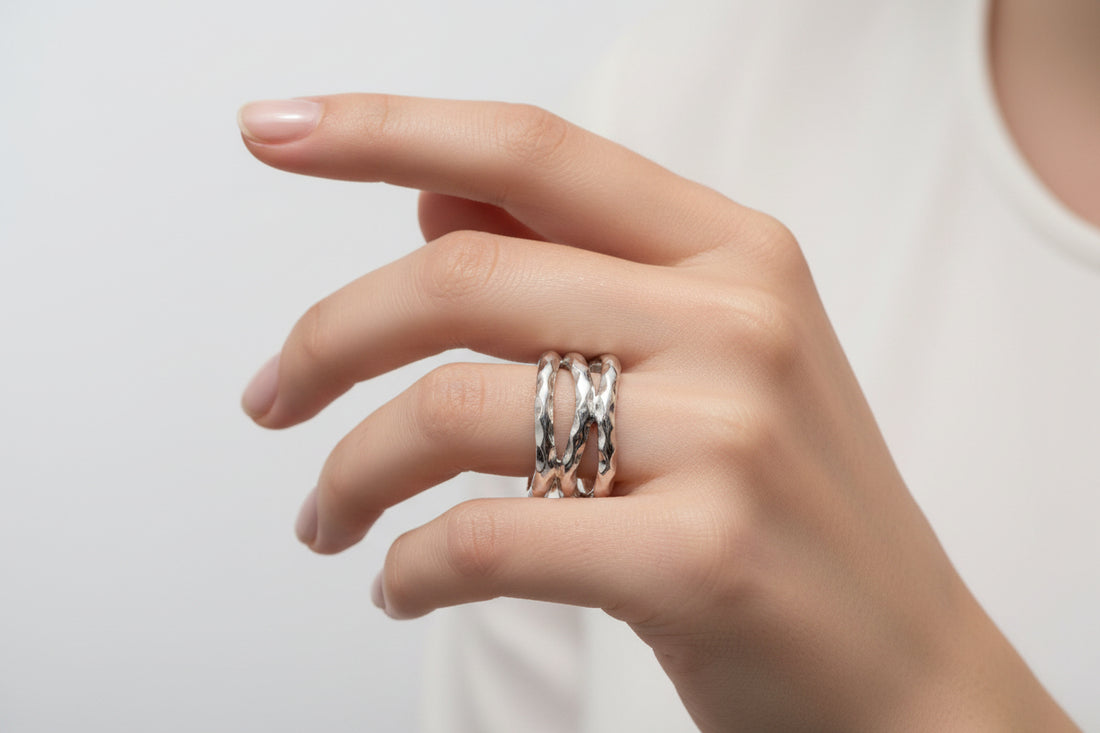 Sterling Silver Hammered Unisex Band Ring