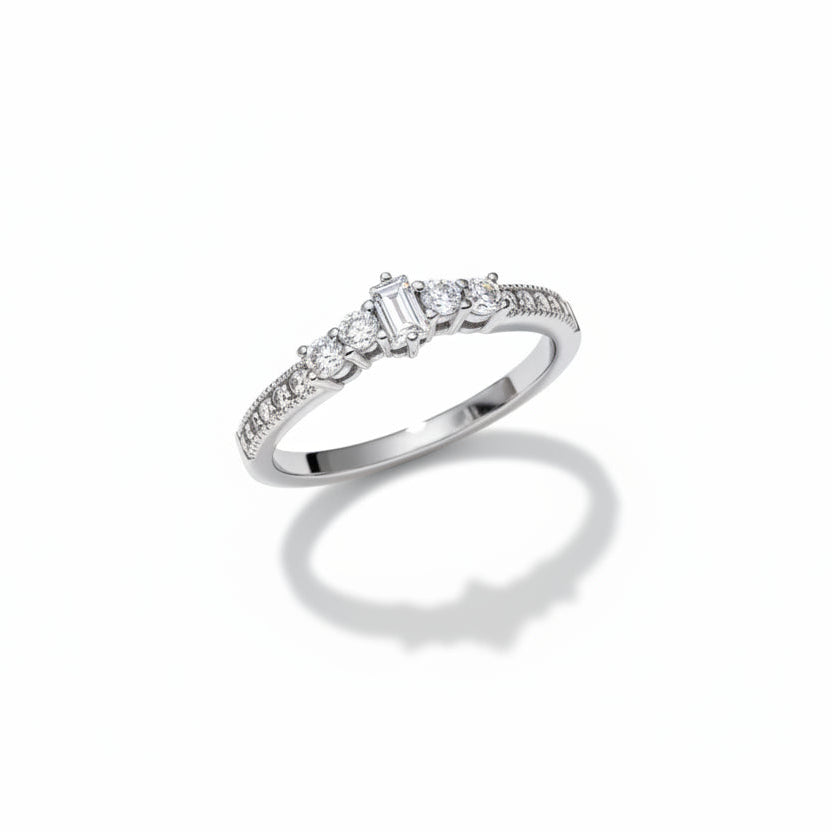 Emerald Cut Sterling Silver Ring