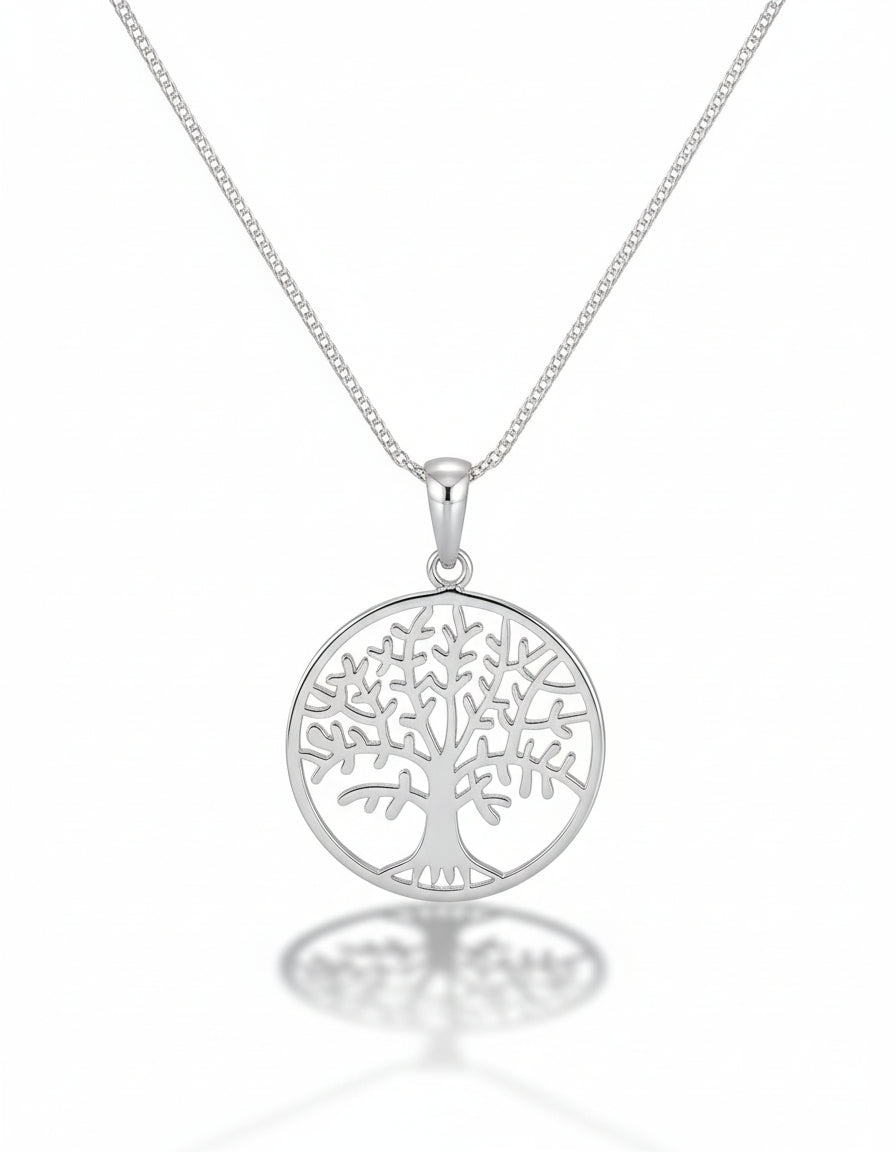 Sterling Silver Tree of Life Spiritual Charm Pendant Necklace