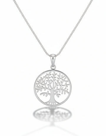 Sterling Silver Tree of Life Spiritual Charm Pendant Necklace