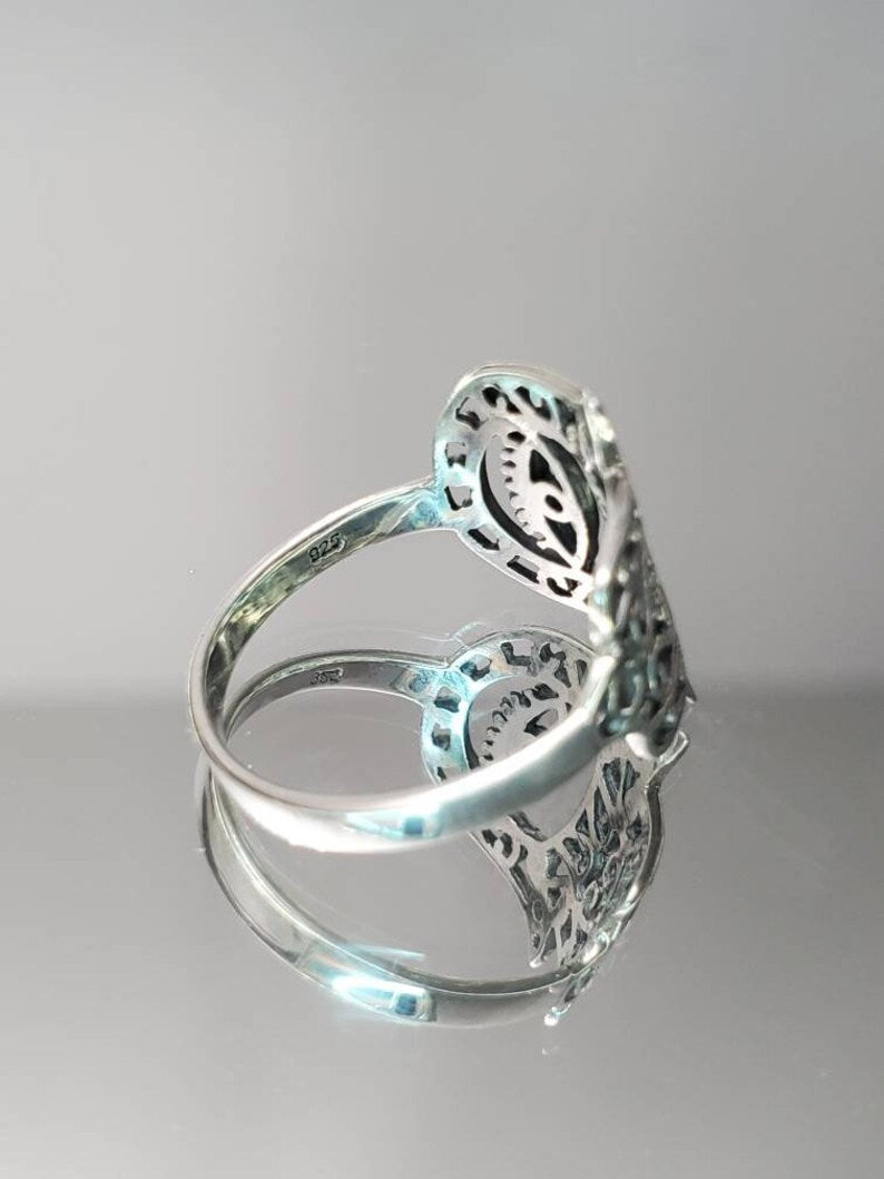 Sterling Silver Hand of Fatima Protection Amulet Ring - view 4