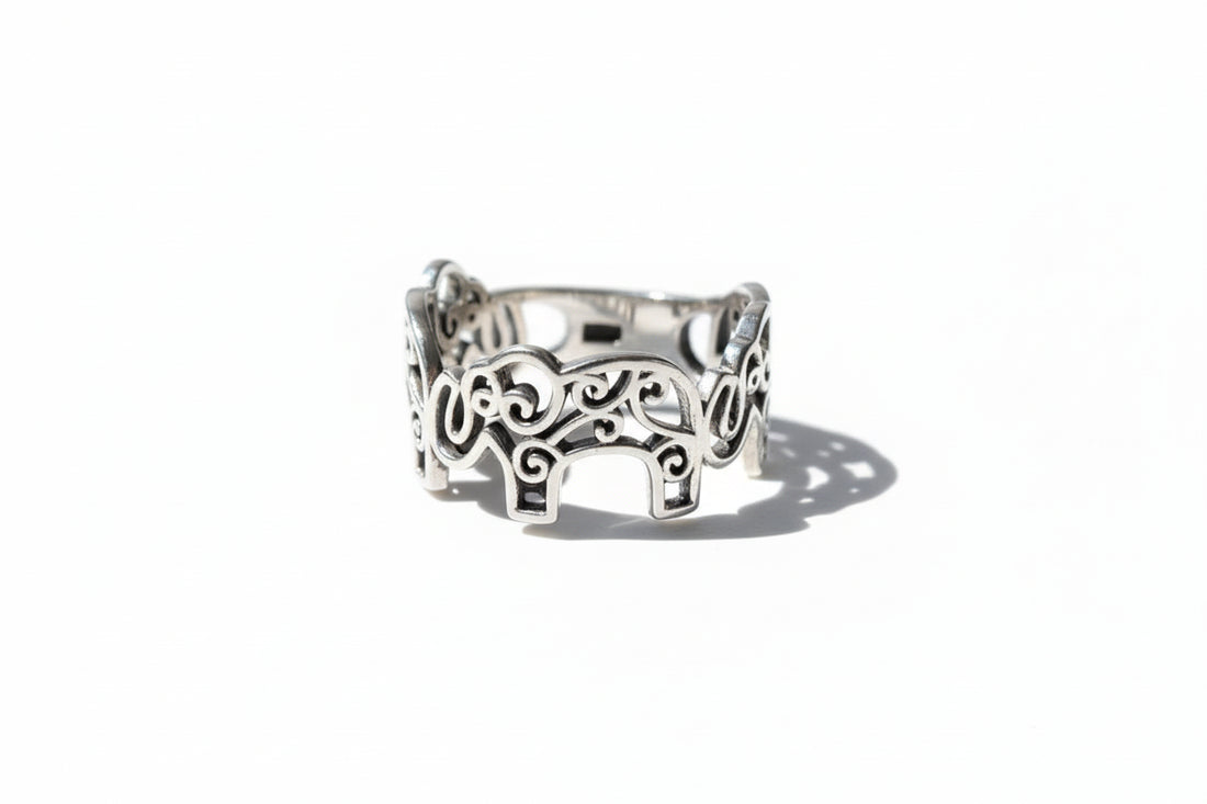 Elephant Mandala Sterling Silver Ring