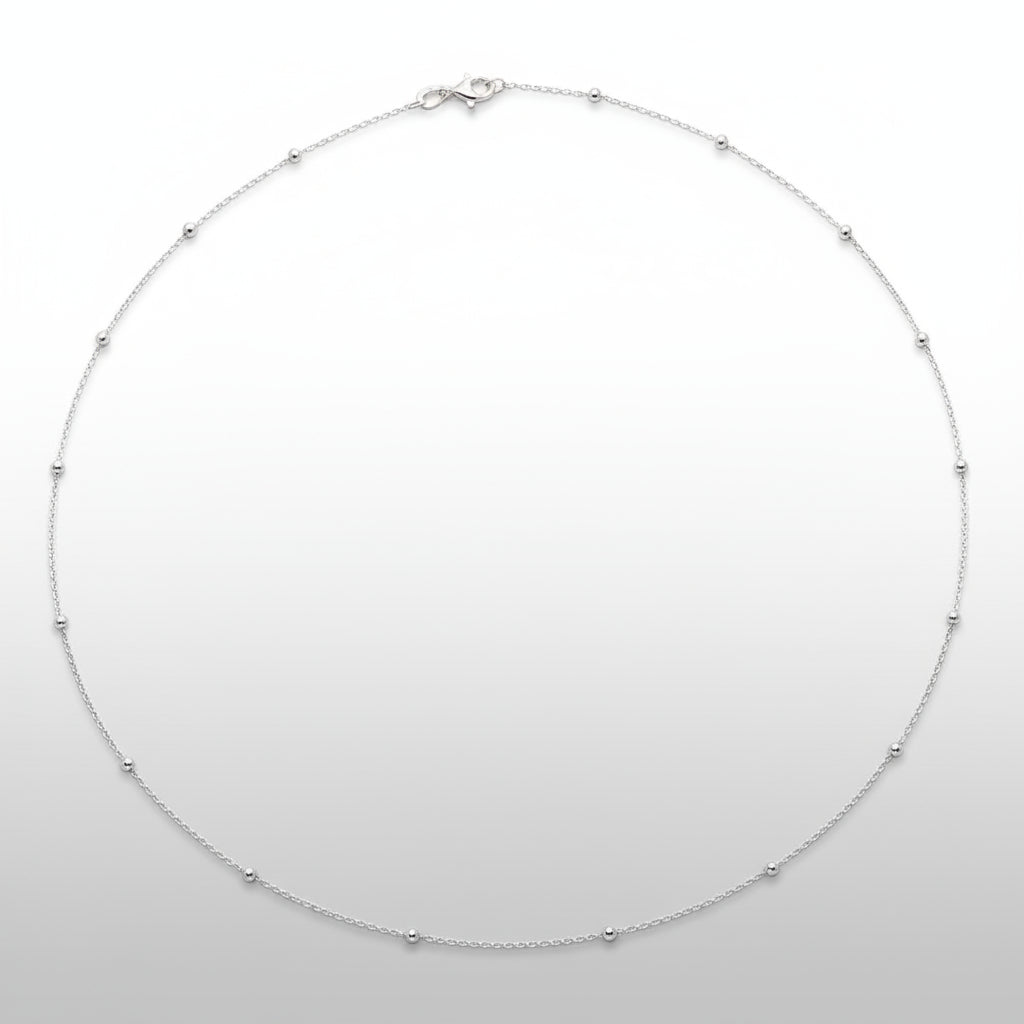 Sterling Silver Dainty Beaded Bracelet, Anklet, Choker Chain - view 5