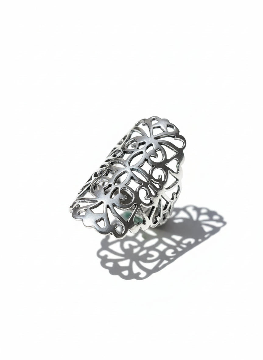 Sterling Silver 925 Filigree Shield Ring - view 3