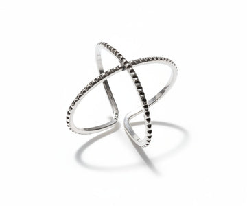 Sterling Silver Criss Cross Geometric Ring
