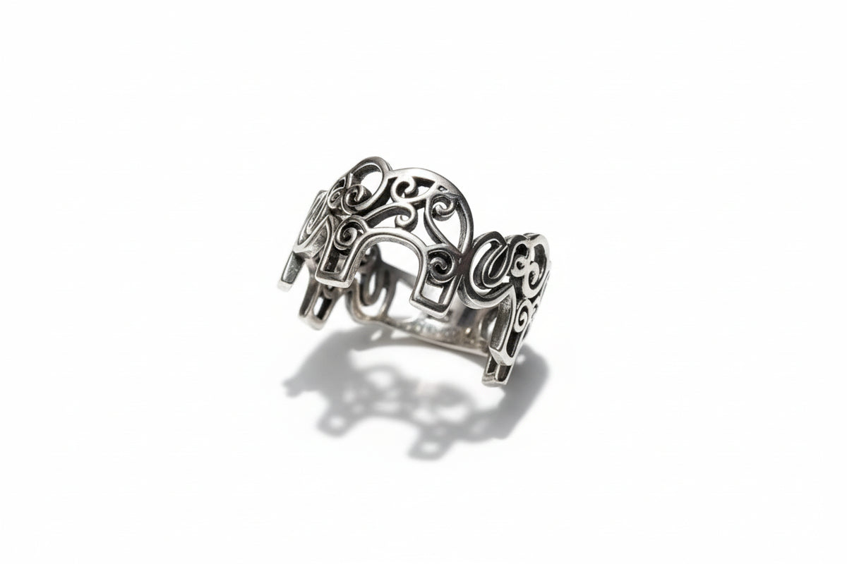 Elephant Mandala Sterling Silver Ring - view 5