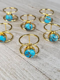 Gold Natural Cooper Turquoise Stone Ring - view 8