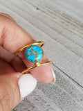Gold Natural Cooper Turquoise Stone Ring - view 5