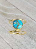 Gold Natural Cooper Turquoise Stone Ring - view 6