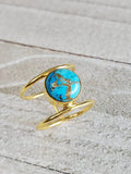 Gold Natural Cooper Turquoise Stone Ring - view 7