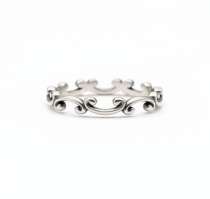 Dainty Minimalist Swirl Sterling Silver Ring - view 3
