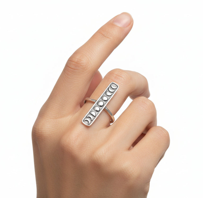 Moon Phases Sterling Silver Ring