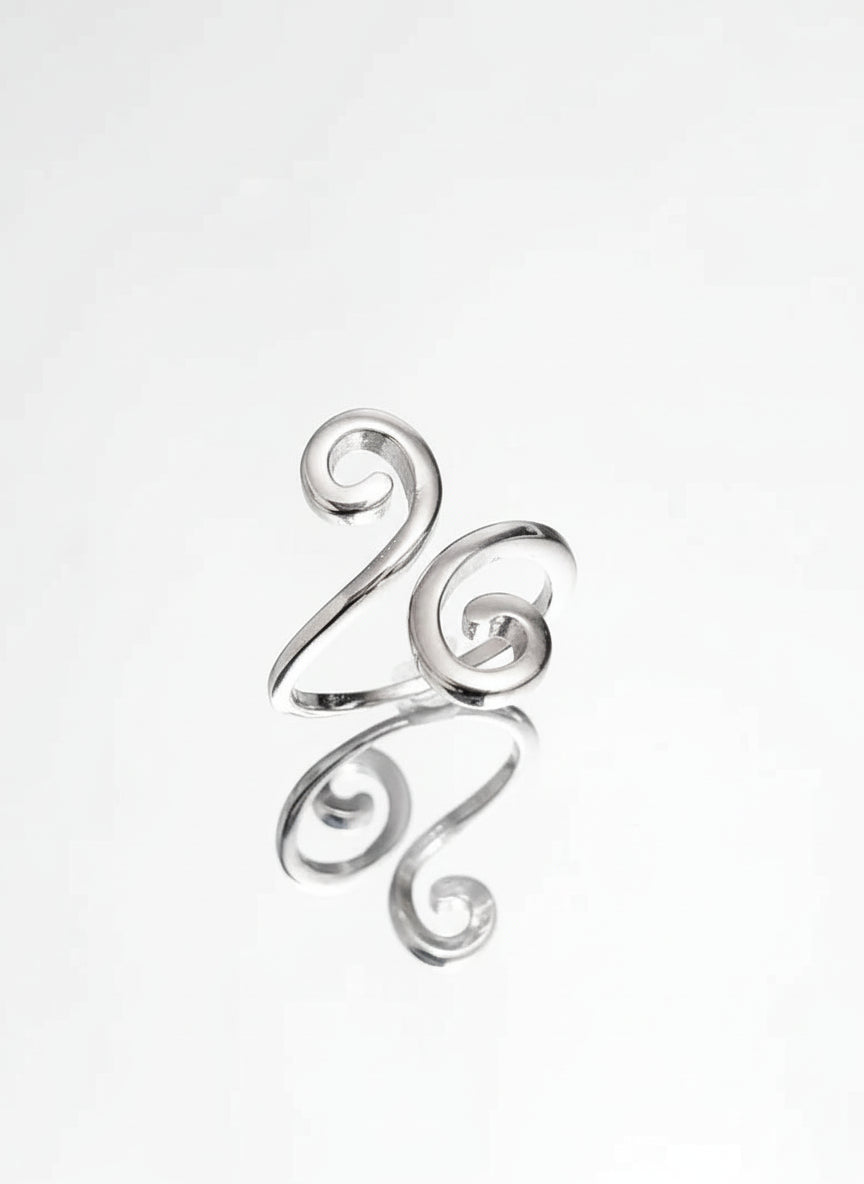 Sterling Silver 925 Spiral Minimalist Adjustable Ring - view 5