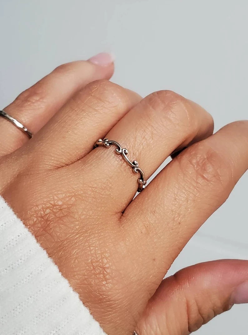 Dainty Minimalist Swirl Sterling Silver Ring - view 4