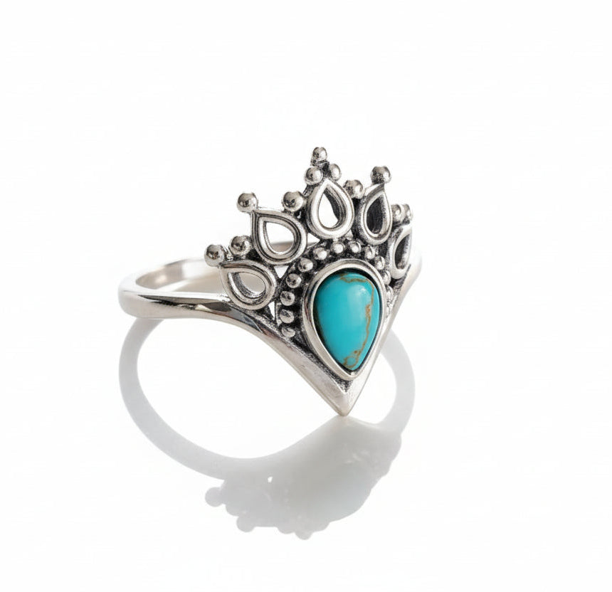 Turquoise Sterling Silver Mandala Ring - view 3