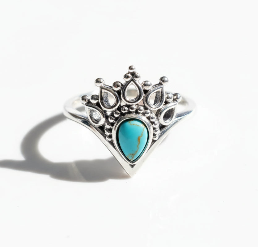 Turquoise Sterling Silver Mandala Ring - view 5