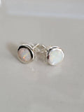 Sterling Silver White Rainbow Opal Sterling Silver Studs Size 4mm to 10mm - view 7