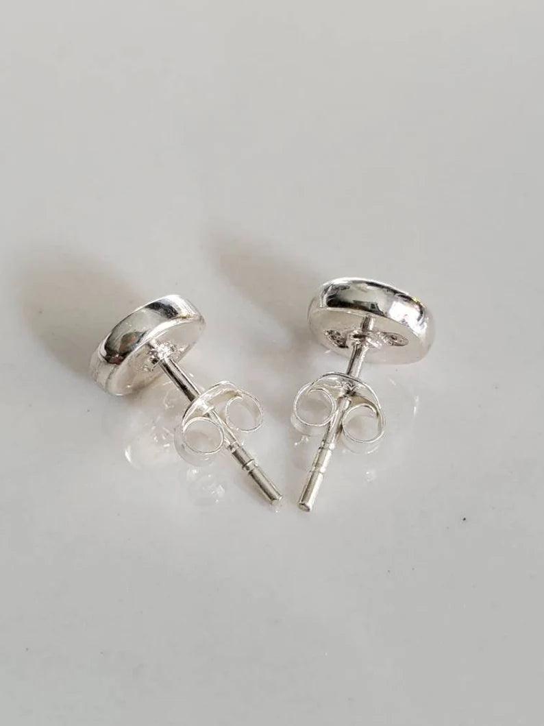 Sterling Silver White Rainbow Opal Sterling Silver Studs Size 4mm to 10mm - view 6